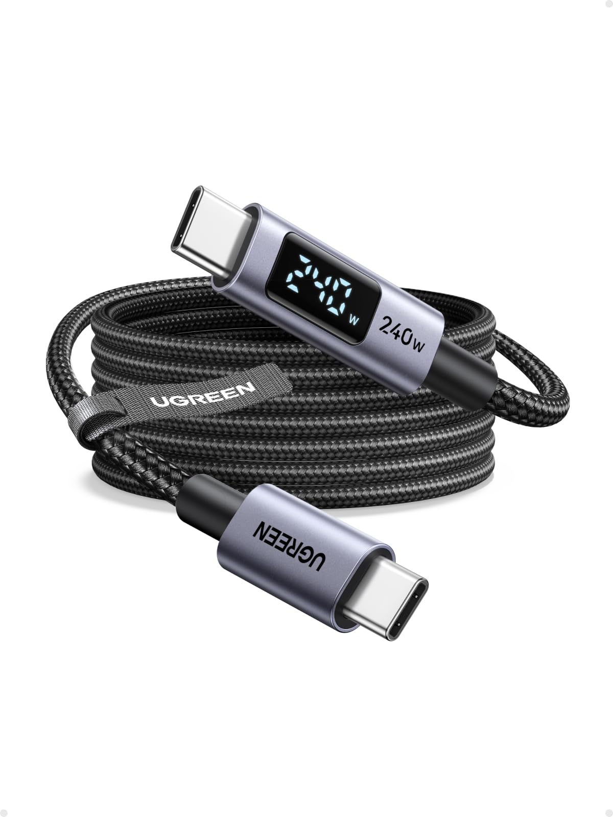  UGREEN Cable USB C PD|1 240W para Macbook Air y iPhone 17 Pro Max
| UGREEN Cable USB C PD|1 240W con Pantalla LED y Car