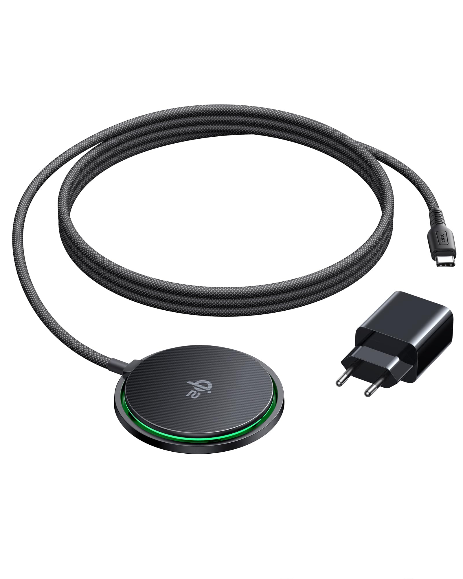 INIU Cargador Inalámbrico para iPhone, 15W Certificado Qi, Base Carga Rápida Magnética, para iPhone 17, 16, 15, 14, 13, 